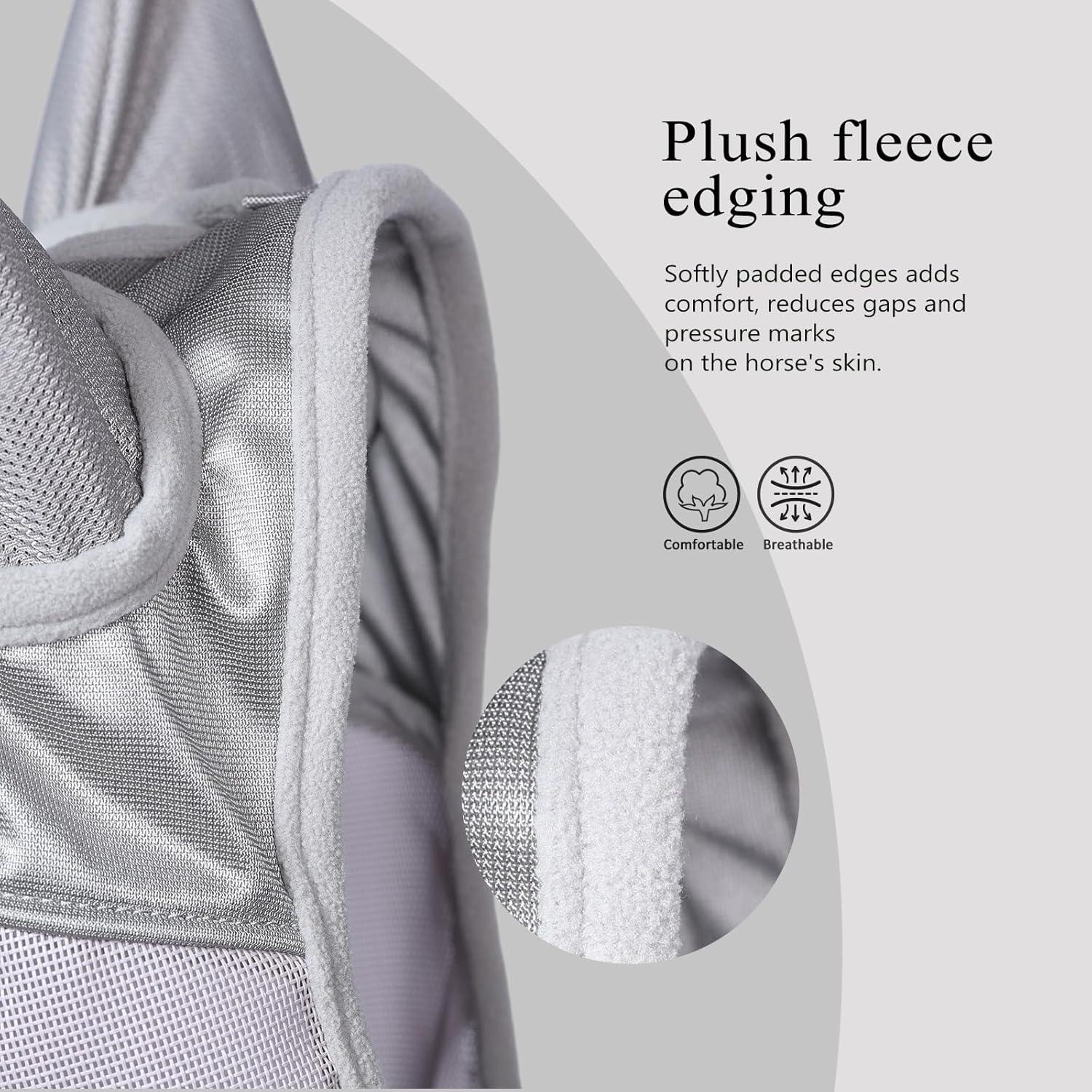 image:imageHarrison Howard Half Face Horse Fly Mask UV Protection and Breathable for Equine Use Comfortable Mint MGrey