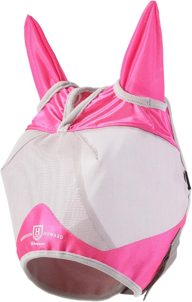 image:imageHarrison Howard Half Face Horse Fly Mask UV Protection and Breathable for Equine Use Comfortable Mint MMagenta