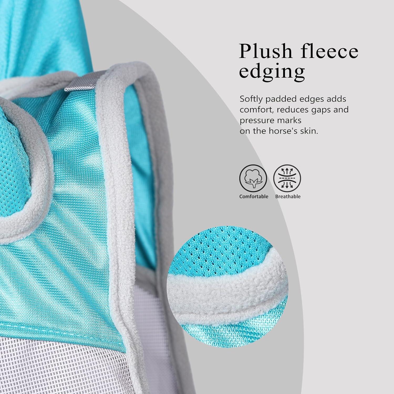image:imageHarrison Howard Half Face Horse Fly Mask UV Protection and Breathable for Equine Use Comfortable Mint MMint
