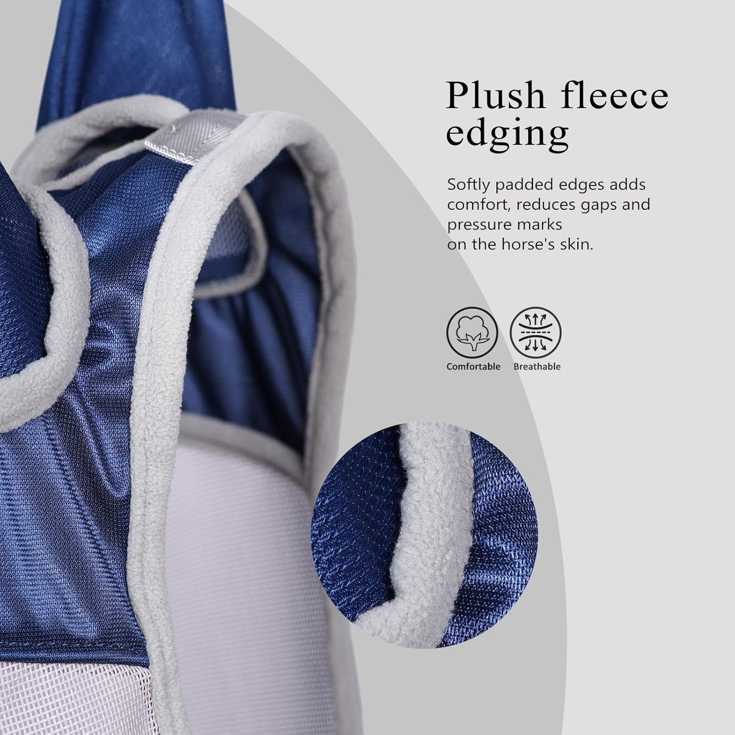 image:imageHarrison Howard Half Face Horse Fly Mask UV Protection and Breathable for Equine Use Comfortable Mint MNavy