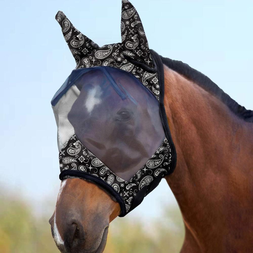 image:imageHarrison Howard LumiVista Horse Fly Mask Standard with Ears UV Protection for Horse Dream Star S PonyPaisley Wave