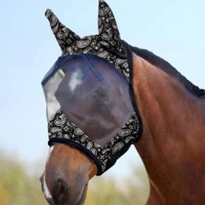 Harrison Howard LumiVista Horse Fly Mask Standard with Ears UV Protection for Horse Dream Star S Pony(Paisley Wave)