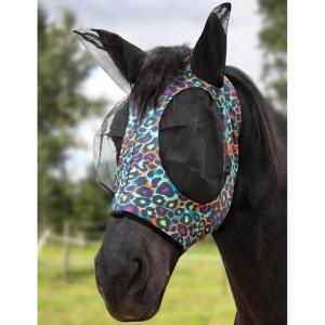 Harrison Howard Stretch Fly Mask with Forelock Opening and Patterns Comfortable Breathable Snug Fitting Horse Fly Mask Leopard M(Leopard)