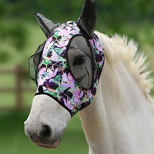 image:imageHarrison Howard Super Comfort Stretchy Fly Mask Large Eye Space with UV Protection Soft on Skin with Breathability Star MediumBlossom Vibe