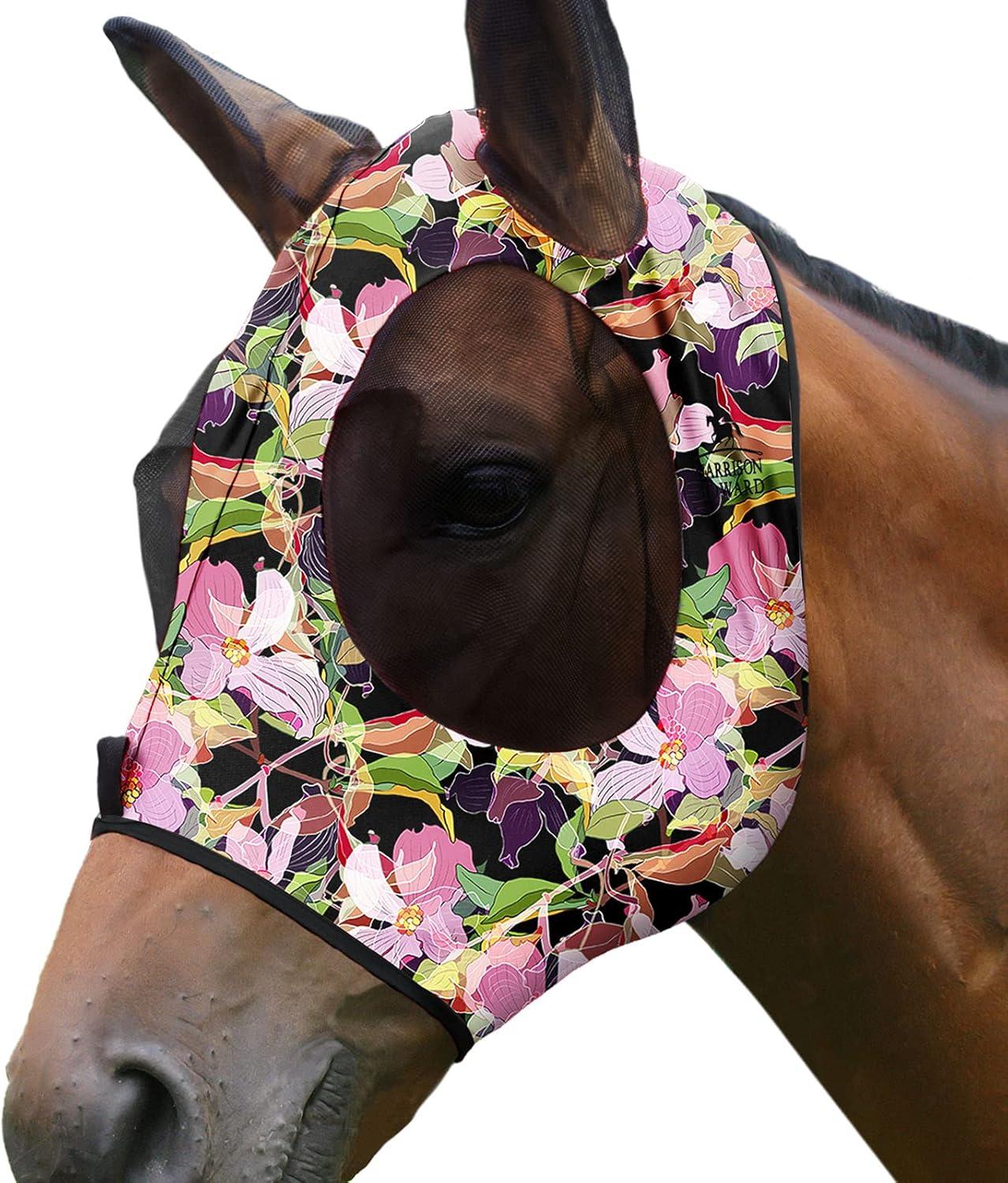 image:imageHarrison Howard Super Comfort Stretchy Fly Mask Large Eye Space with UV Protection Soft on Skin with Breathability Star MediumBlossom Vibe