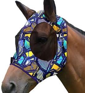 image:imageHarrison Howard Super Comfort Stretchy Fly Mask Large Eye Space with UV Protection Soft on Skin with Breathability Star MediumGraffiti Mix