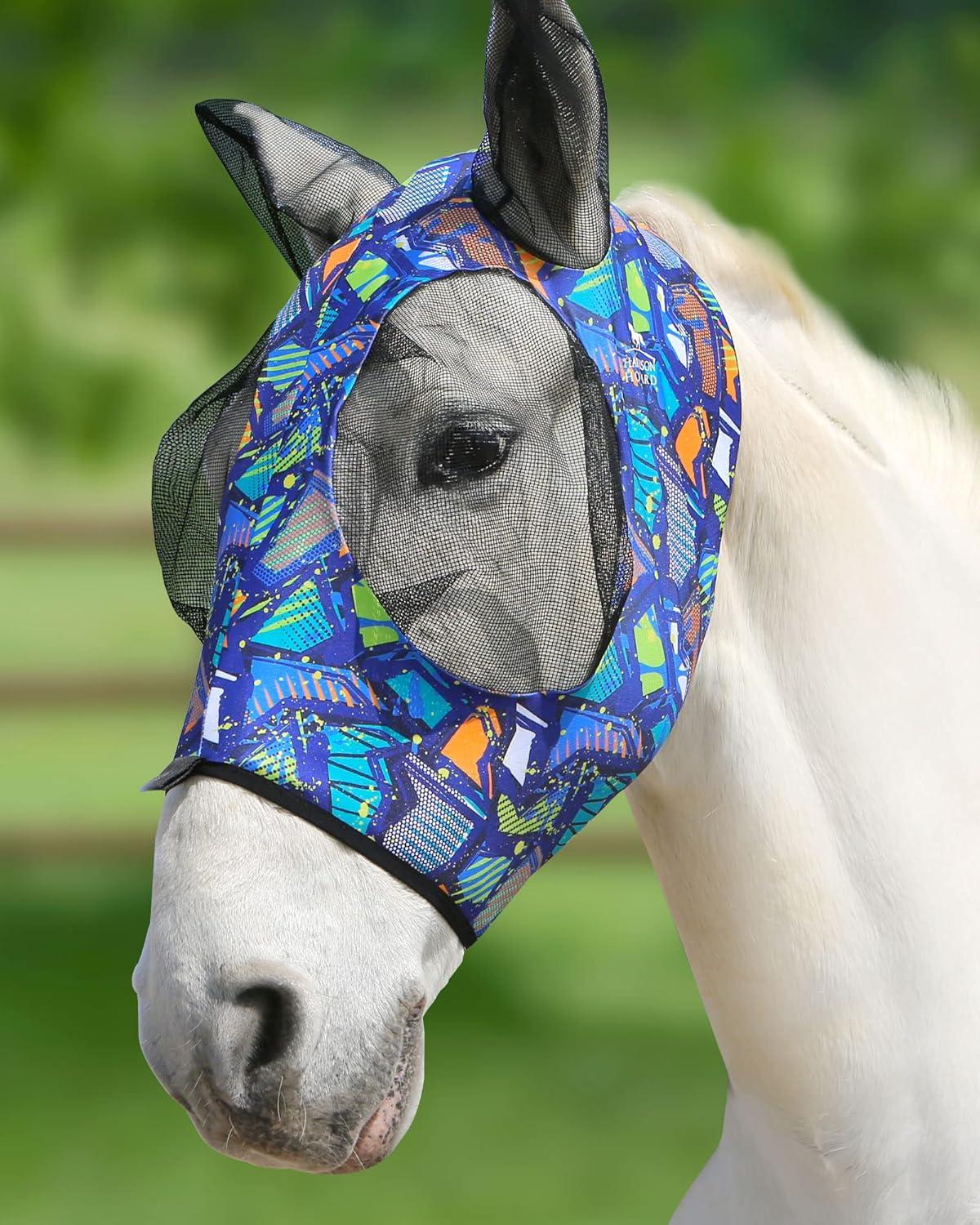 image:imageHarrison Howard Super Comfort Stretchy Fly Mask Large Eye Space with UV Protection Soft on Skin with Breathability Star MediumGraffiti Mix