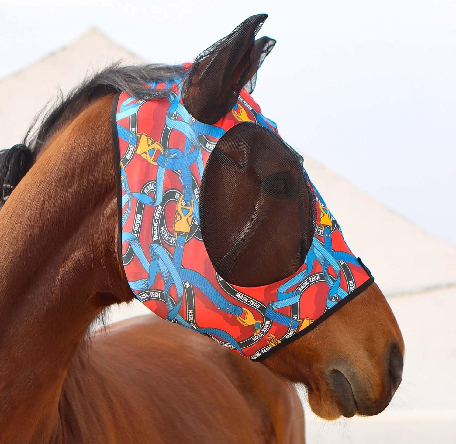 image:imageHarrison Howard Super Comfort Stretchy Fly Mask Large Eye Space with UV Protection Soft on Skin with Breathability Star MediumKnitted printing