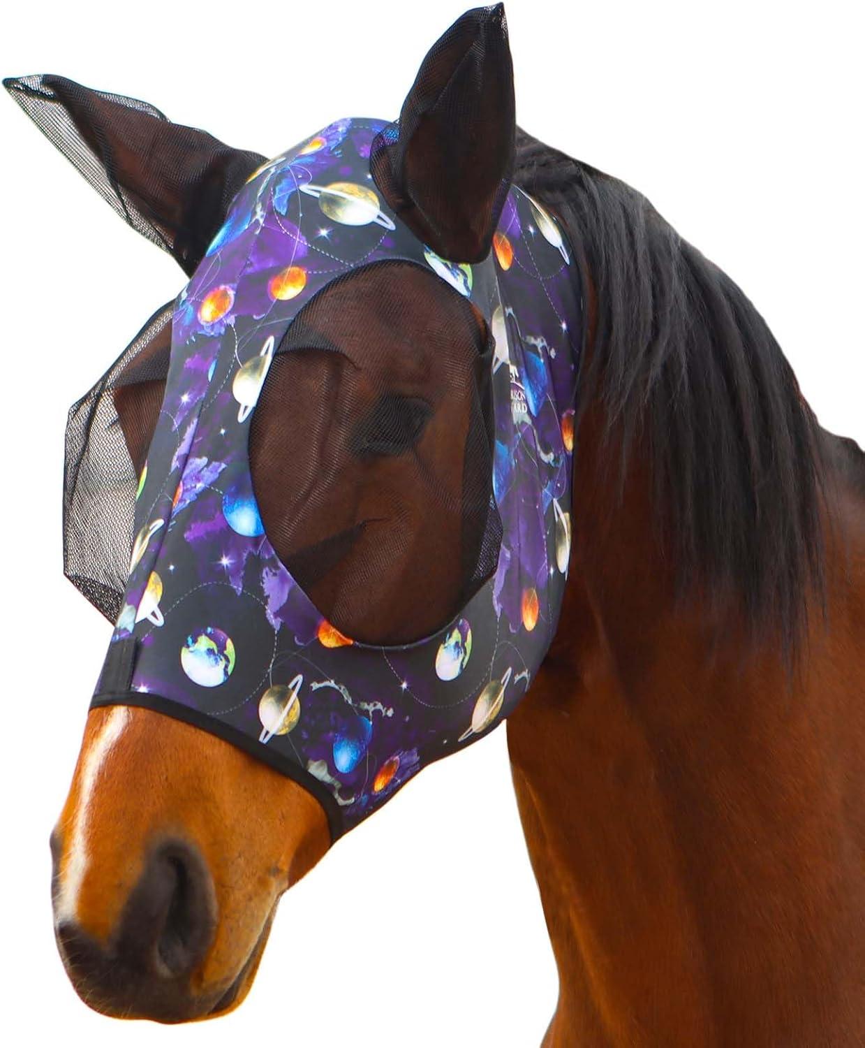 image:imageHarrison Howard Super Comfort Stretchy Fly Mask Large Eye Space with UV Protection Soft on Skin with Breathability Star MediumStar