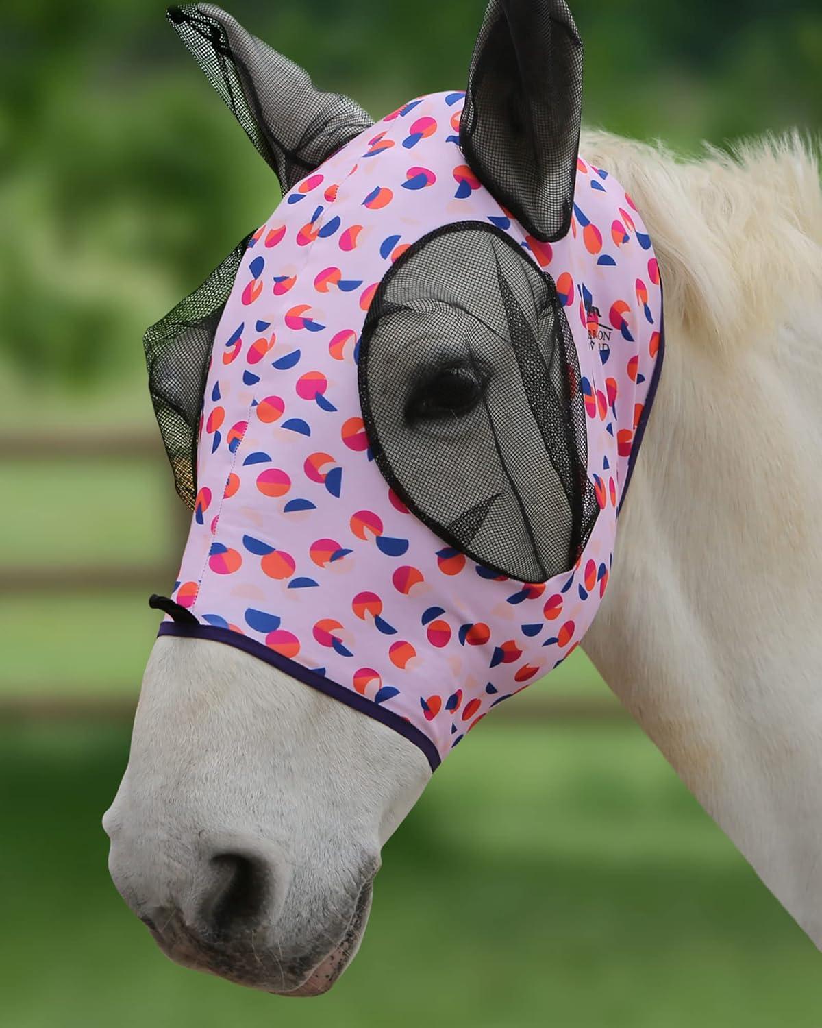 image:imageHarrison Howard Super Comfort Stretchy Fly Mask Large Eye Space with UV Protection Soft on Skin with Breathability Star MediumWeaving Dots