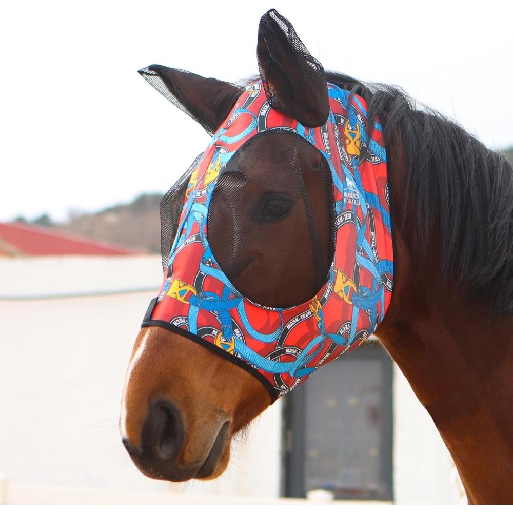 image:imageHarrison Howard Super Comfort Stretchy Fly Mask Large Eye Space with UV Protection Soft on Skin with Breathability Star MediumKnitted printing