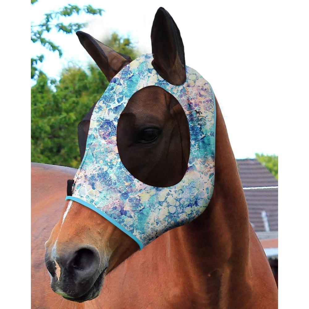 image:imageHarrison Howard Super Comfort Stretchy Fly Mask Large Eye Space with UV Protection Soft on Skin with Breathability Star MediumPastel Mix