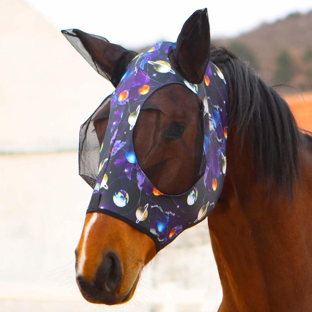 image:imageHarrison Howard Super Comfort Stretchy Fly Mask Large Eye Space with UV Protection Soft on Skin with Breathability Star MediumStar