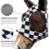Harrison Howard Super Comfort Stretchy Fly Mask Large Eye Space with UV Protection Soft on Skin with Breathability Star Medium(Checker Board)