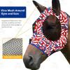 Harrison Howard Super Comfort Stretchy Fly Mask Large Eye Space with UV Protection Soft on Skin with Breathability Star Medium(Flag Grid)
