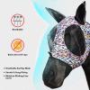 Harrison Howard Super Comfort Stretchy Fly Mask Large Eye Space with UV Protection Soft on Skin with Breathability Star Medium(Geo Feather)