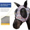 Harrison Howard Super Comfort Stretchy Fly Mask Large Eye Space with UV Protection Soft on Skin with Breathability Star Medium(Geo Feather)