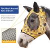 Harrison Howard Super Comfort Stretchy Fly Mask Large Eye Space with UV Protection Soft on Skin with Breathability Star Medium(Golden Shape)