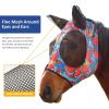 Harrison Howard Super Comfort Stretchy Fly Mask Large Eye Space with UV Protection Soft on Skin with Breathability Star Medium(Knitted printing)
