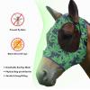 Harrison Howard Super Comfort Stretchy Fly Mask Large Eye Space with UV Protection Soft on Skin with Breathability Star Medium(Live Leaf)