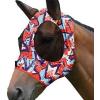Harrison Howard Super Comfort Stretchy Fly Mask Large Eye Space with UV Protection Soft on Skin with Breathability Star Medium(Orange Geo Print)