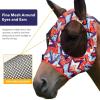 Harrison Howard Super Comfort Stretchy Fly Mask Large Eye Space with UV Protection Soft on Skin with Breathability Star Medium(Orange Geo-Print)