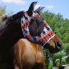 Harrison Howard Super Comfort Stretchy Fly Mask Large Eye Space with UV Protection Soft on Skin with Breathability Star Medium(Tribe Feather)