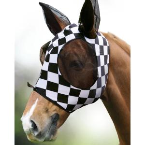 Harrison Howard Super Comfort Stretchy Fly Mask Large Eye Space with UV Protection Soft on Skin with Breathability Star Medium(Checker Board)