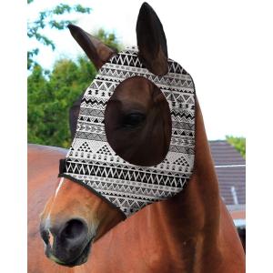 Harrison Howard Super Comfort Stretchy Fly Mask Large Eye Space with UV Protection Soft on Skin with Breathability Star Medium(Doodle Aztec)