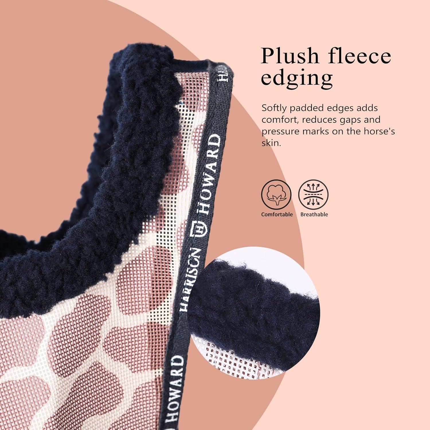 image:imageHarrison Howard All Round Mesh Horse Fly Mask UV Protective with Fleece Padded Edging and Fun Prints Forelock Opening Design Mask for Horse Crocodile MediumGiraffe