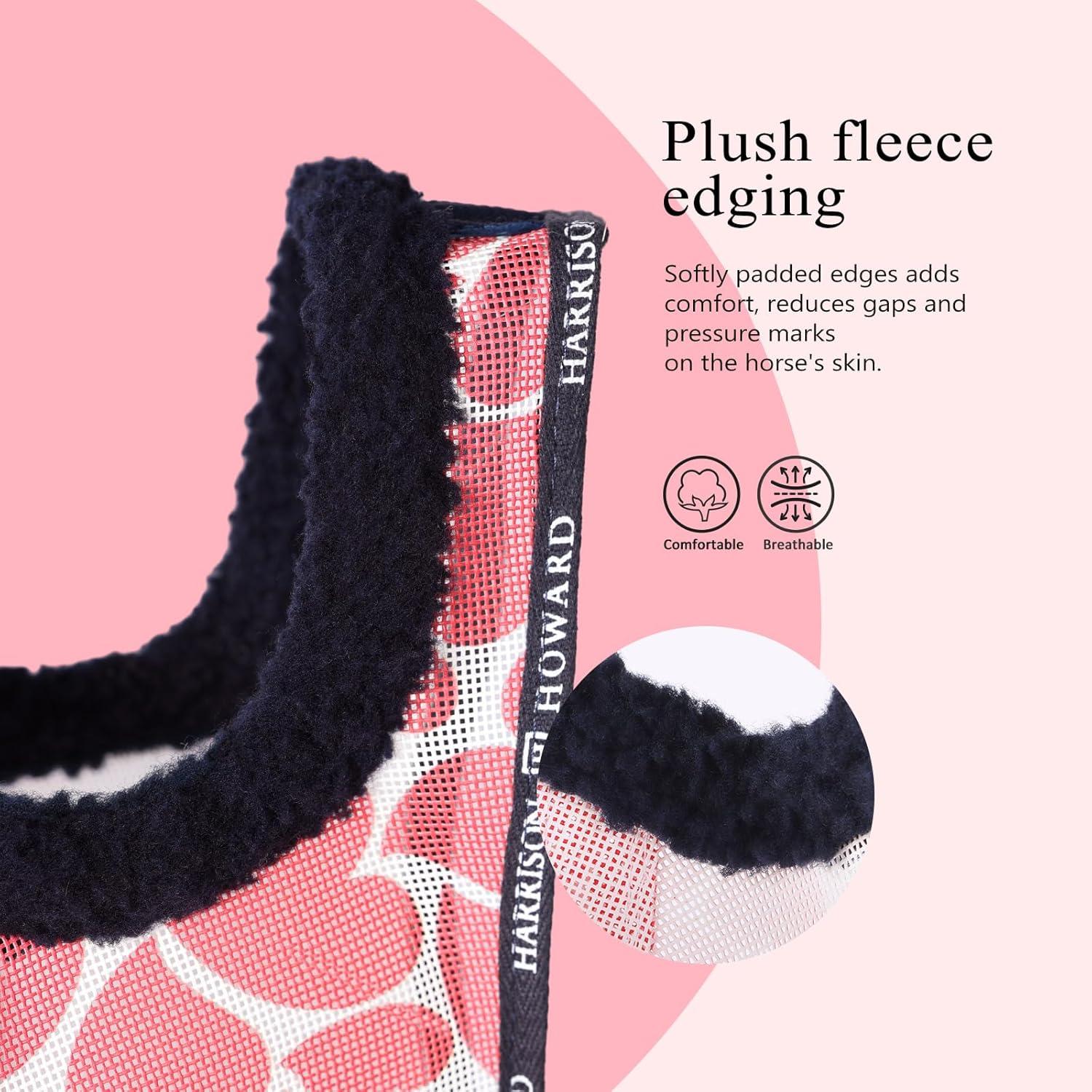 image:imageHarrison Howard All Round Mesh Horse Fly Mask UV Protective with Fleece Padded Edging and Fun Prints Forelock Opening Design Mask for Horse Crocodile MediumHearts