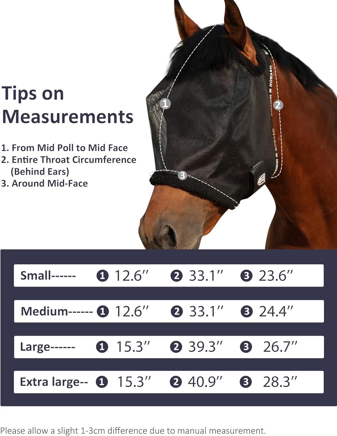 image:imageHarrison Howard AllRound Mesh Horse Fly Mask UV Protective with FleecePadded Edging Deep Navy SBlack