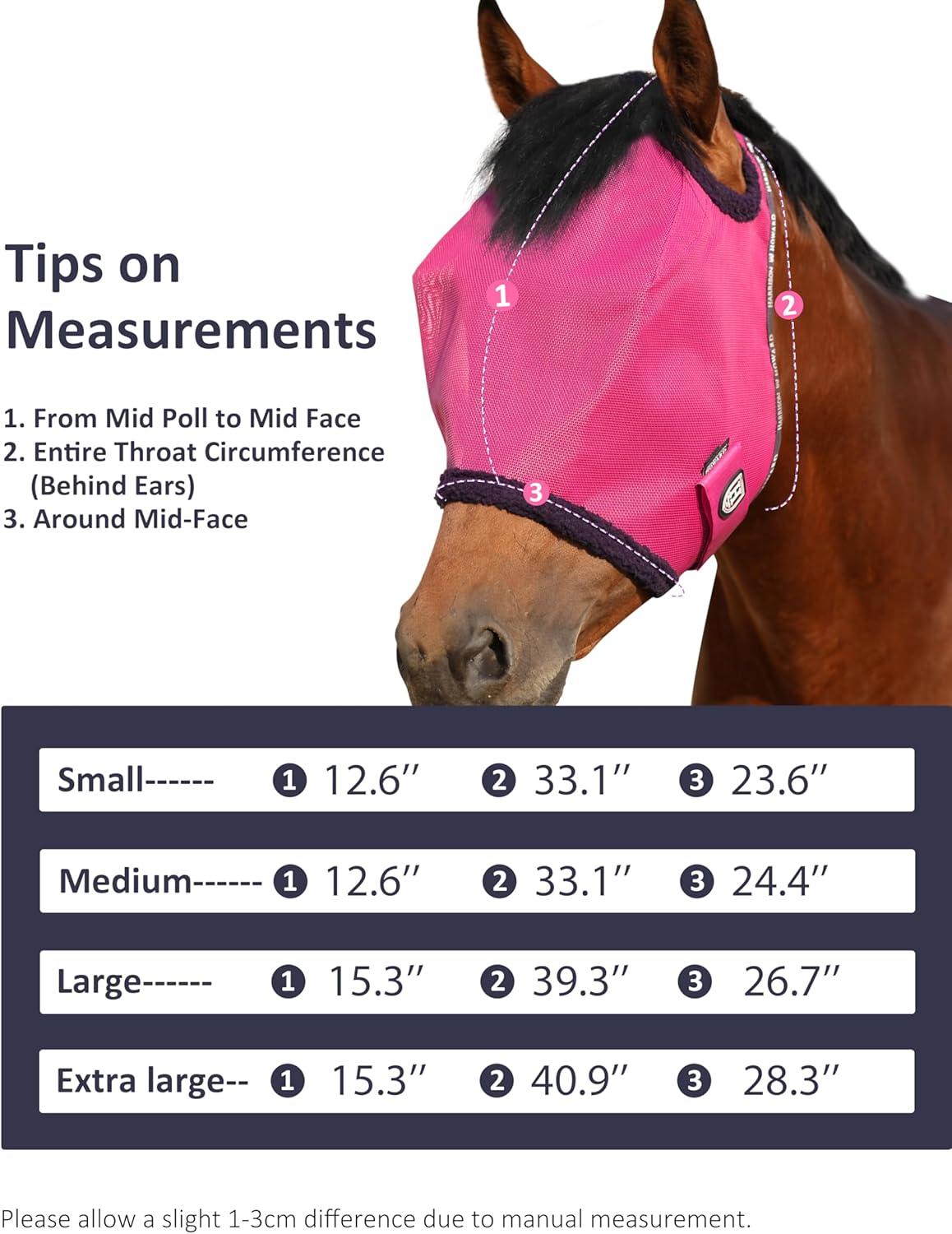 image:imageHarrison Howard AllRound Mesh Horse Fly Mask UV Protective with FleecePadded Edging Deep Navy SMagenta