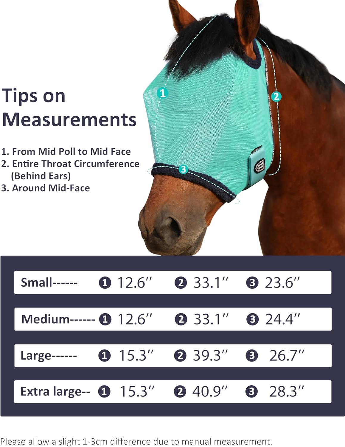 image:imageHarrison Howard AllRound Mesh Horse Fly Mask UV Protective with FleecePadded Edging Deep Navy SMint