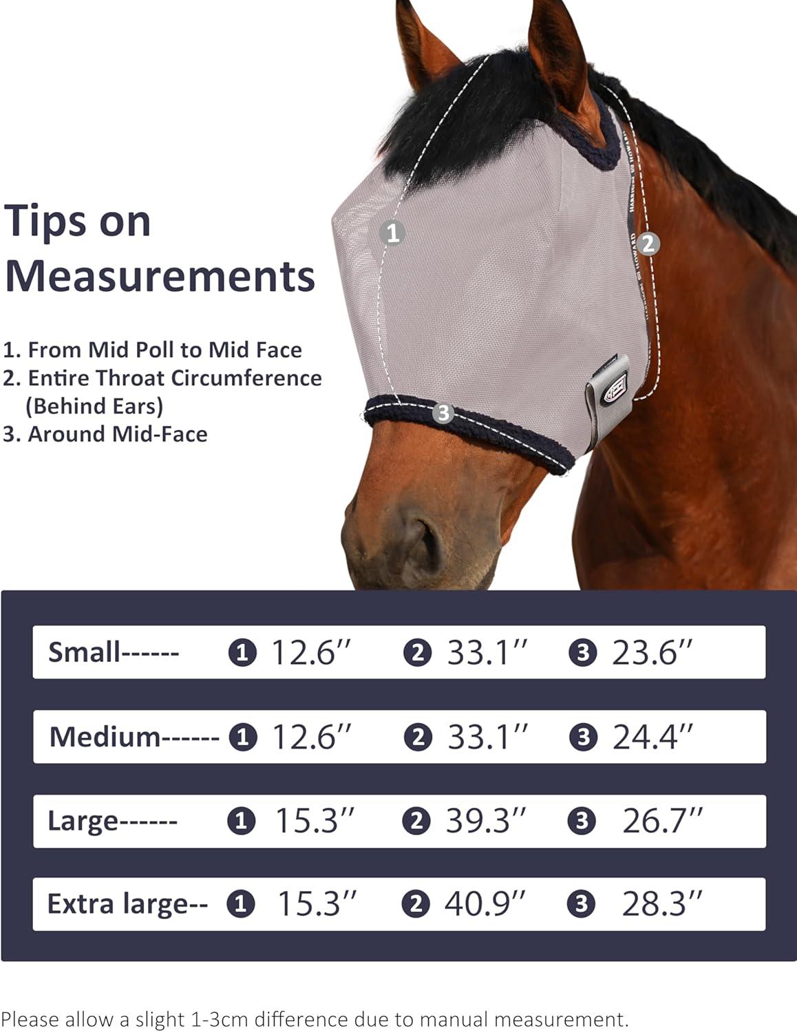 image:imageHarrison Howard AllRound Mesh Horse Fly Mask UV Protective with FleecePadded Edging Deep Navy SOriginal Grey