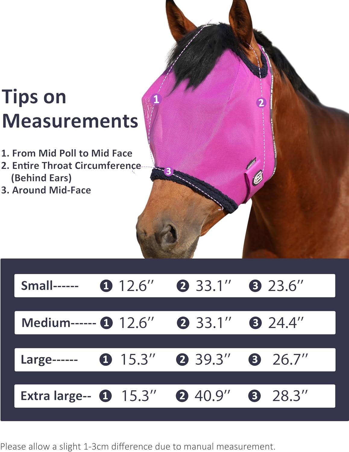 image:imageHarrison Howard AllRound Mesh Horse Fly Mask UV Protective with FleecePadded Edging Deep Navy SPurple