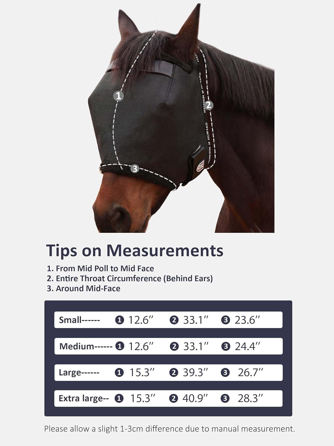 image:imageHarrison Howard Reinforced Horse Fly Mask with Mirror PVC Brow Support Enhanced Eye Space UV Protection Original Grey SBlack