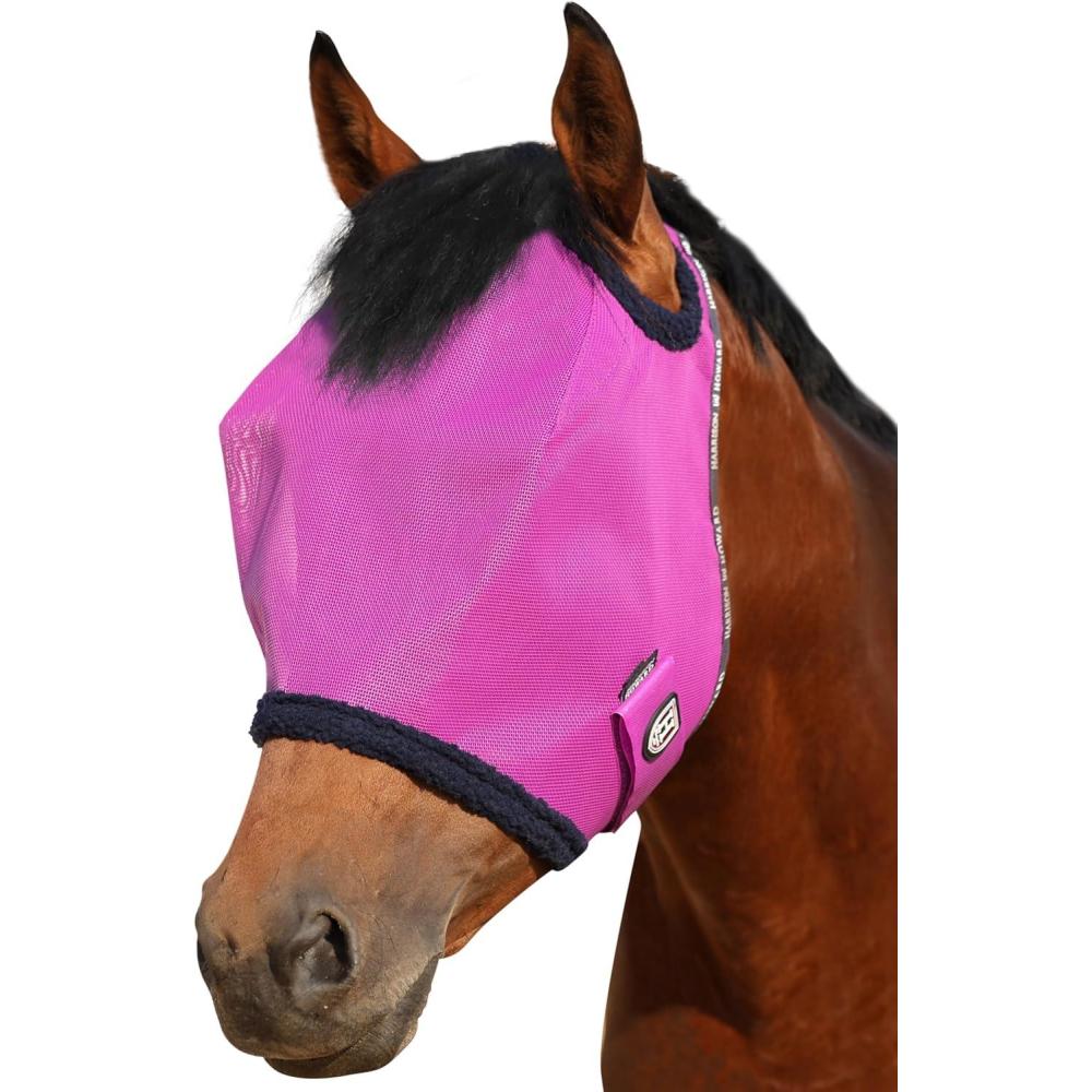 image:imageHarrison Howard AllRound Mesh Horse Fly Mask UV Protective with FleecePadded Edging Deep Navy SPurple