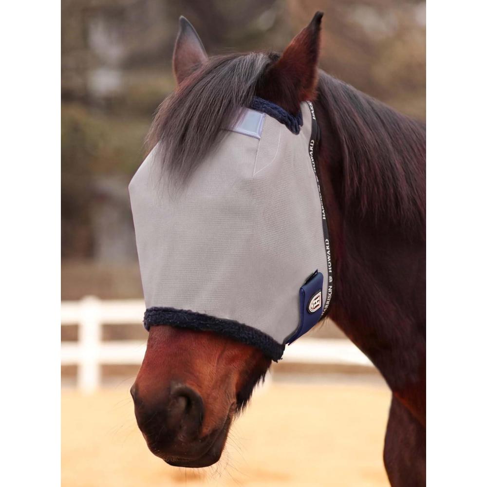 image:imageHarrison Howard Reinforced Horse Fly Mask with Mirror PVC Brow Support Enhanced Eye Space UV Protection Original Grey SOriginal Grey