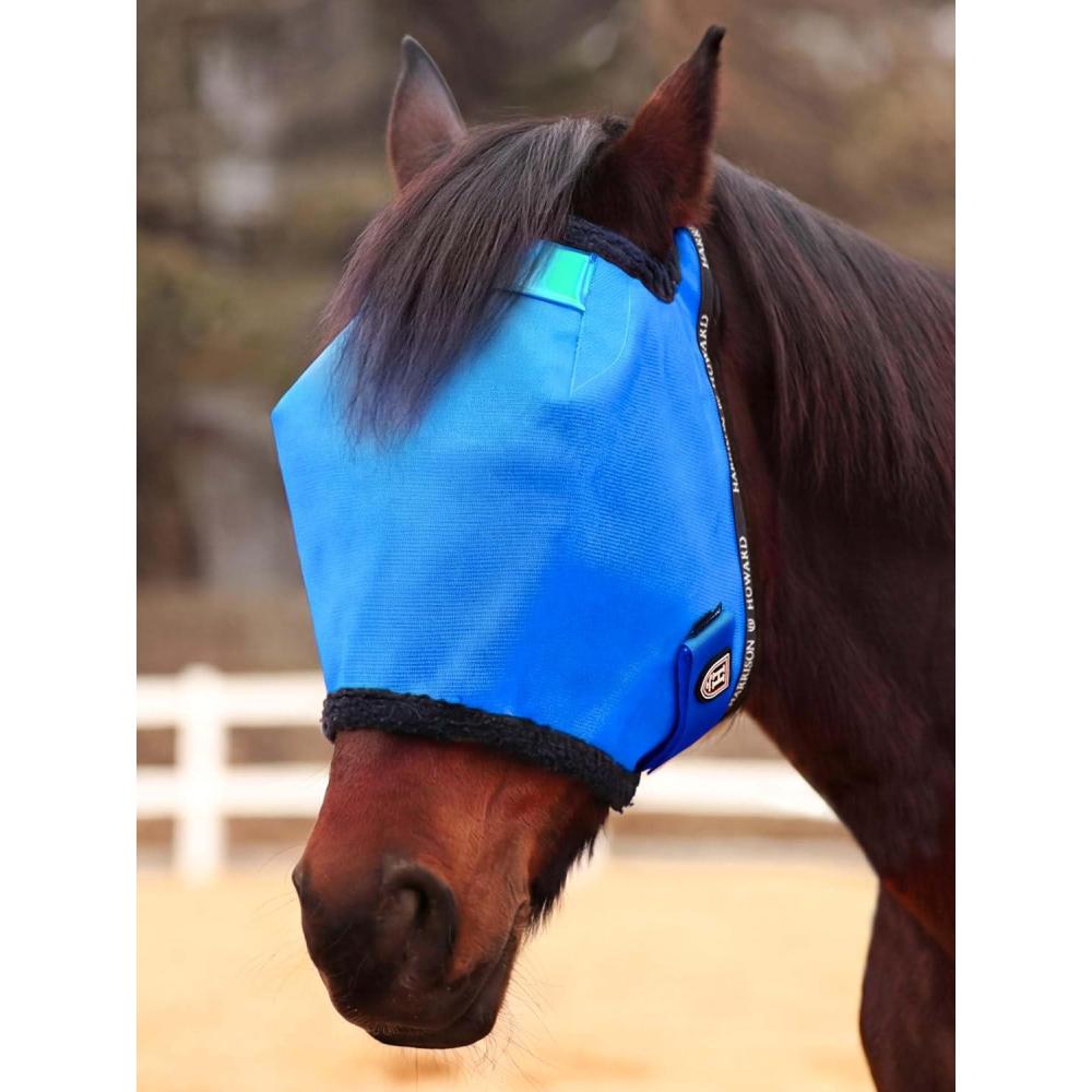 image:imageHarrison Howard Reinforced Horse Fly Mask with Mirror PVC Brow Support Enhanced Eye Space UV Protection Original Grey SSky Blue