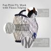 Harrison Howard All Round Mesh Horse Fly Mask UV Protective with Fleece Padded Edging and Fun Prints Forelock Opening Design Mask for Horse Crocodile Medium(Zebra)