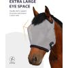 Harrison Howard All-Round Mesh Horse Fly Mask UV Protective with Fleece-Padded Edging Deep Navy S(Grey)