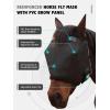Harrison Howard Reinforced Horse Fly Mask with Mirror PVC Brow Support, Enhanced Eye Space, UV Protection Original Grey S(Black)