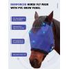 Harrison Howard Reinforced Horse Fly Mask with Mirror PVC Brow Support, Enhanced Eye Space, UV Protection Original Grey S(Deep Navy)