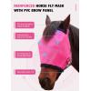 Harrison Howard Reinforced Horse Fly Mask with Mirror PVC Brow Support, Enhanced Eye Space, UV Protection Original Grey S(Magenta)