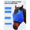 Harrison Howard Reinforced Horse Fly Mask with Mirror PVC Brow Support, Enhanced Eye Space, UV Protection Original Grey S(Signature Blue)