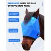 Harrison Howard Reinforced Horse Fly Mask with Mirror PVC Brow Support, Enhanced Eye Space, UV Protection Original Grey S(Sky Blue)