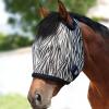 Harrison Howard All Round Mesh Horse Fly Mask UV Protective with Fleece Padded Edging and Fun Prints Forelock Opening Design Mask for Horse Crocodile Medium(Zebra)
