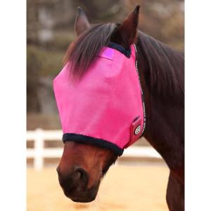 Harrison Howard Reinforced Horse Fly Mask with Mirror PVC Brow Support, Enhanced Eye Space, UV Protection Original Grey S(Magenta)