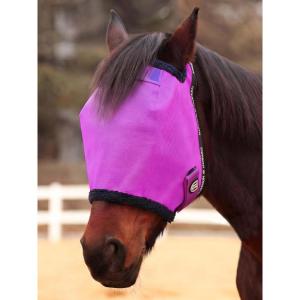 Harrison Howard Reinforced Horse Fly Mask with Mirror PVC Brow Support, Enhanced Eye Space, UV Protection Original Grey S(Purple)